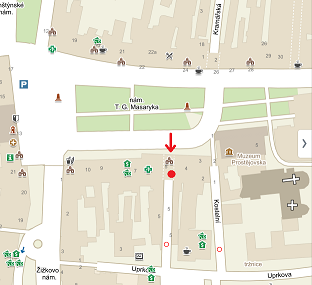 Mapa Prostějov - náměstí TGM